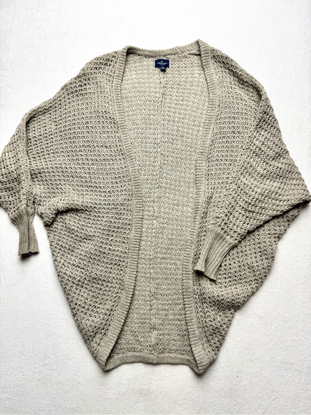American Eagle Outfitters Oatmeal Open-Front Knit Cardigan